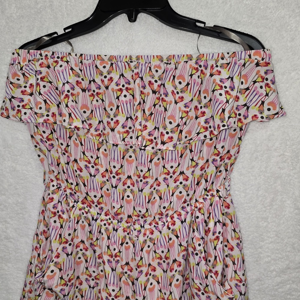 CHARLIE JADE Womens Size Small Strapless 100% Silk Colorful Romper Jumper Shorts - Picture 2 of 11